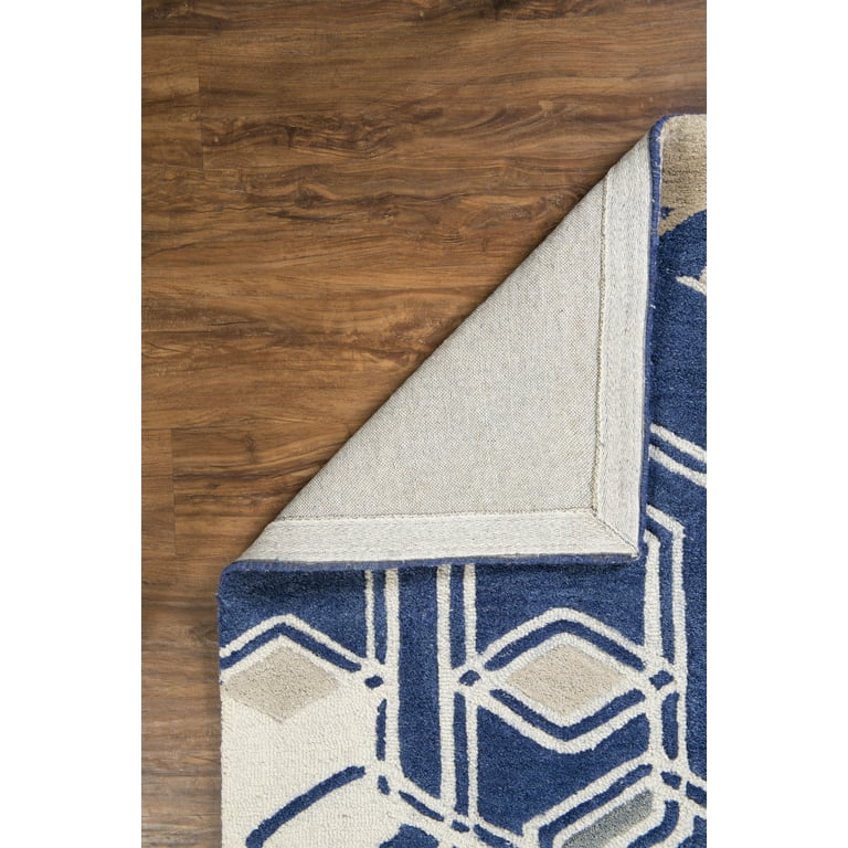 Blue Linon Aspire Collection Wool Triangle Off-white Synthetic Rugs 8'X 11' Blue Linon Aspire Collection Wool Triangle Off-white Synthetic Rugs 8'X 11'